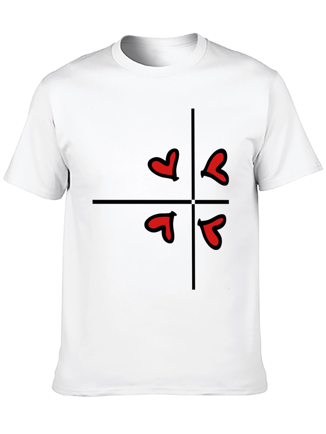 Hearts in Quarters Graphic Tee - Casual Black T-Shirt