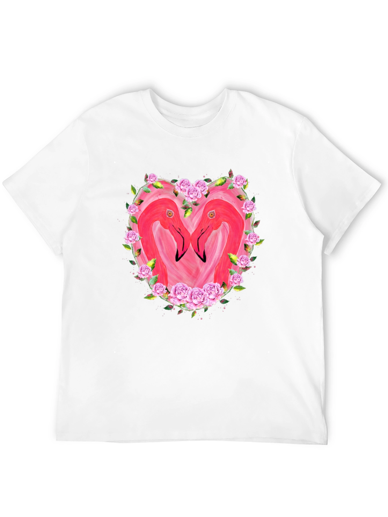 Flamingo Heart Graphic T-Shirt - Black