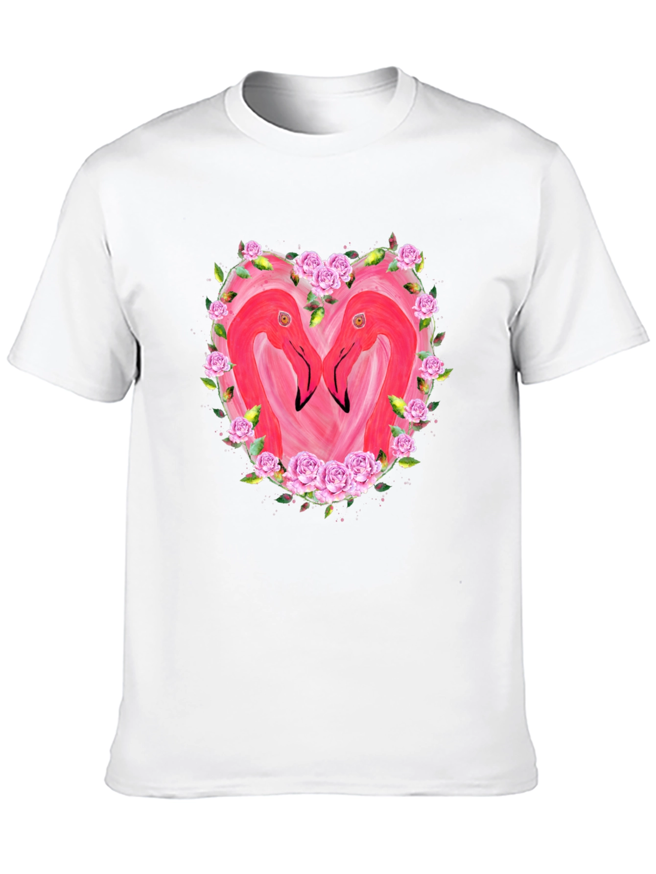 Flamingo Heart Graphic T-Shirt - Black