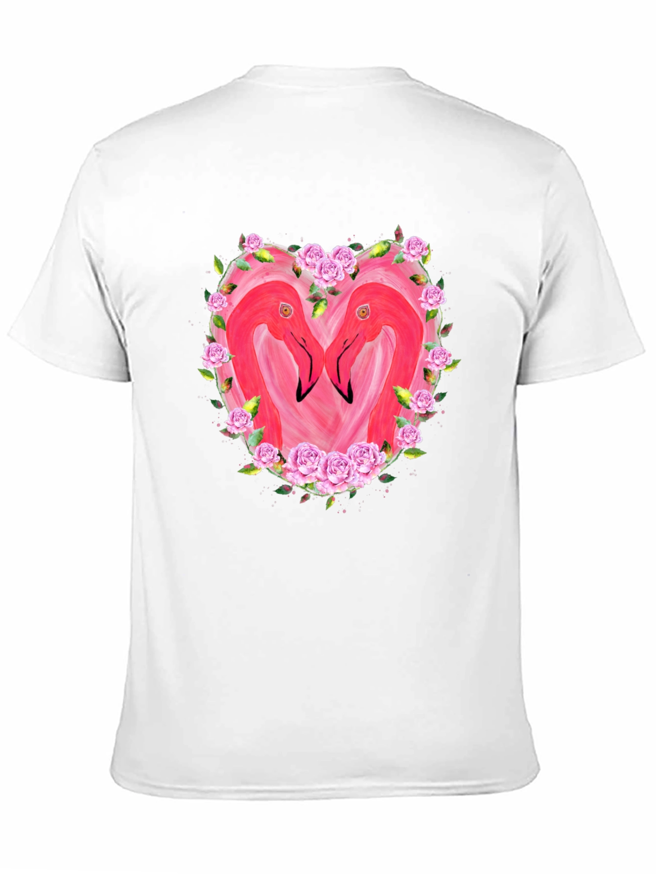 Flamingo Heart Graphic T-Shirt - Black