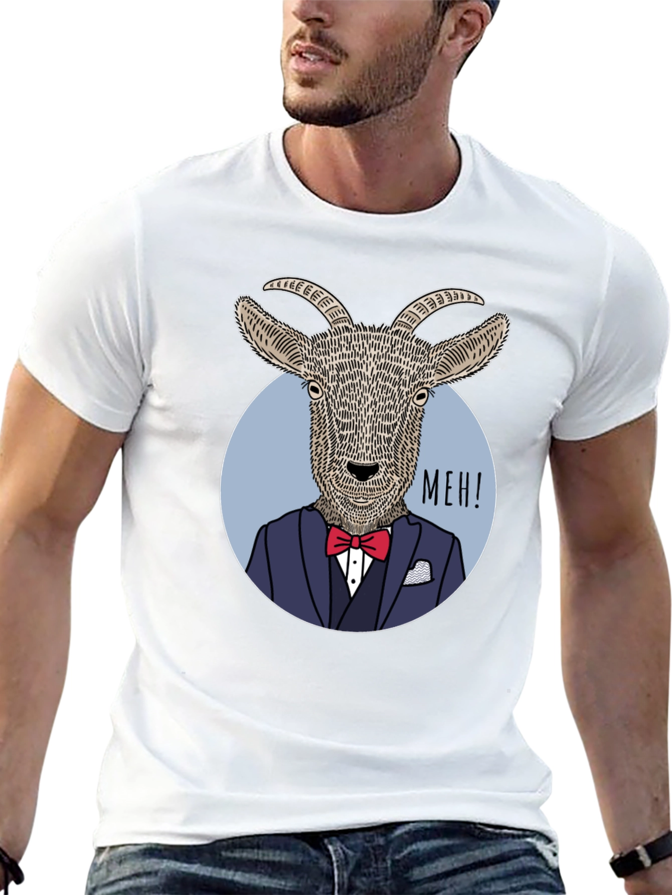 Meh Goat Tuxedo T-Shirt - Funny Animal Tee