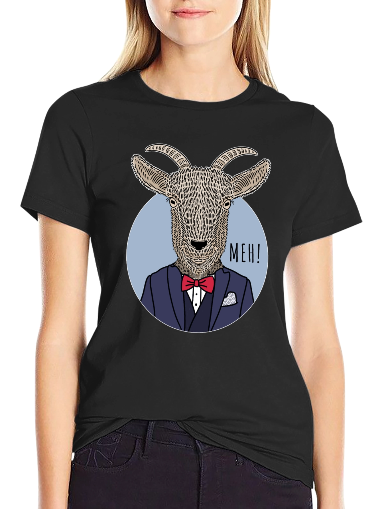 Meh Goat Tuxedo T-Shirt - Funny Animal Tee
