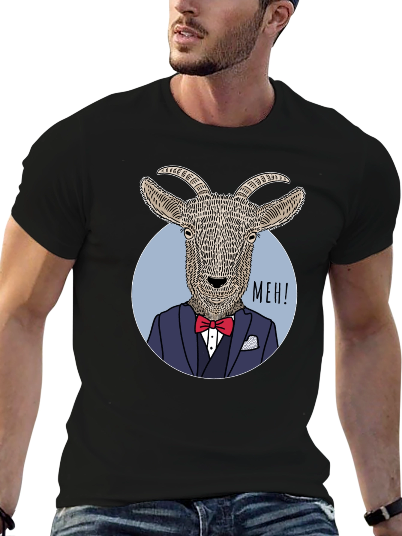 Meh Goat Tuxedo T-Shirt - Funny Animal Tee