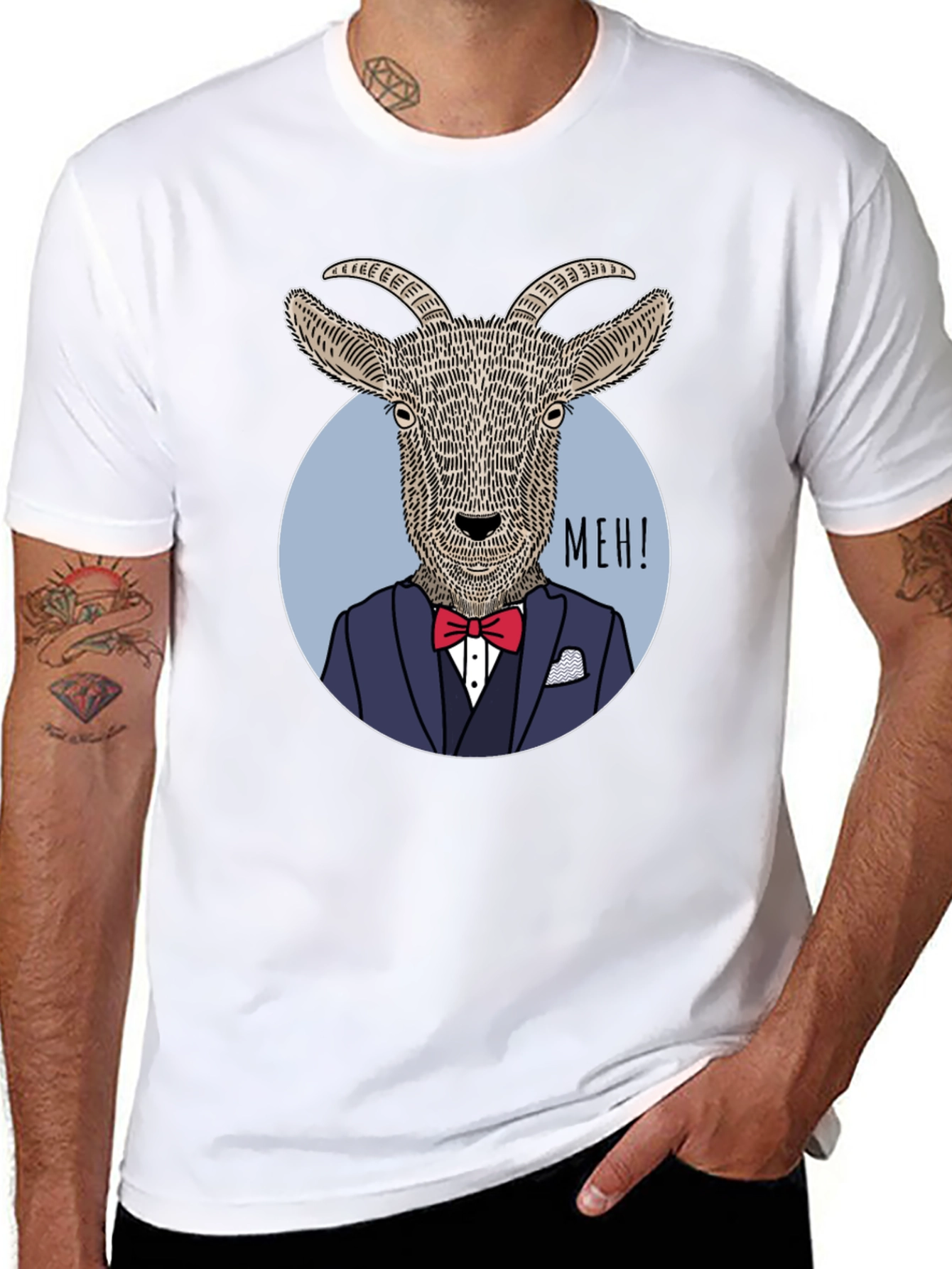 Meh Goat Tuxedo T-Shirt - Funny Animal Tee