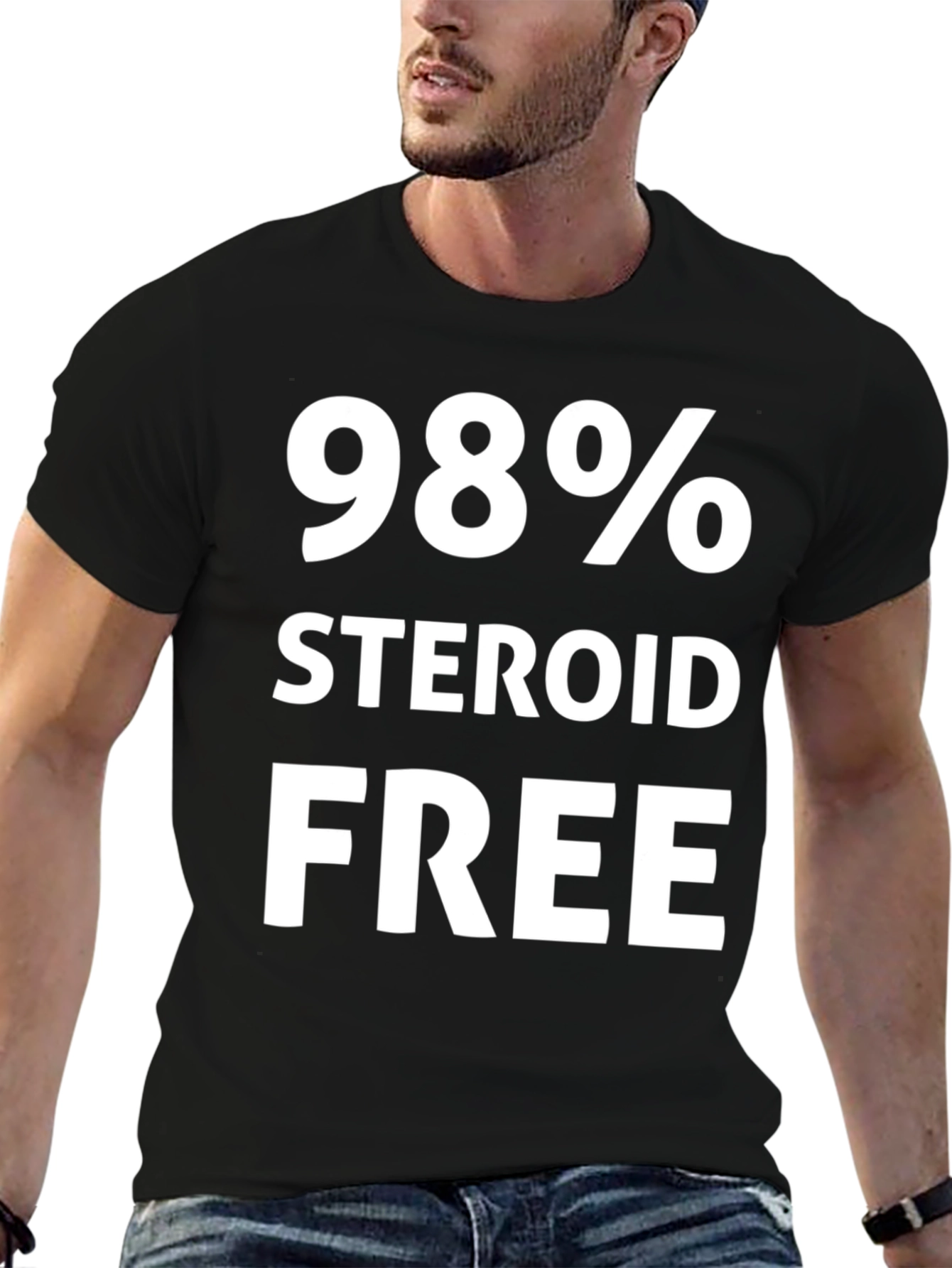98% Steroid Free Black Graphic Tee