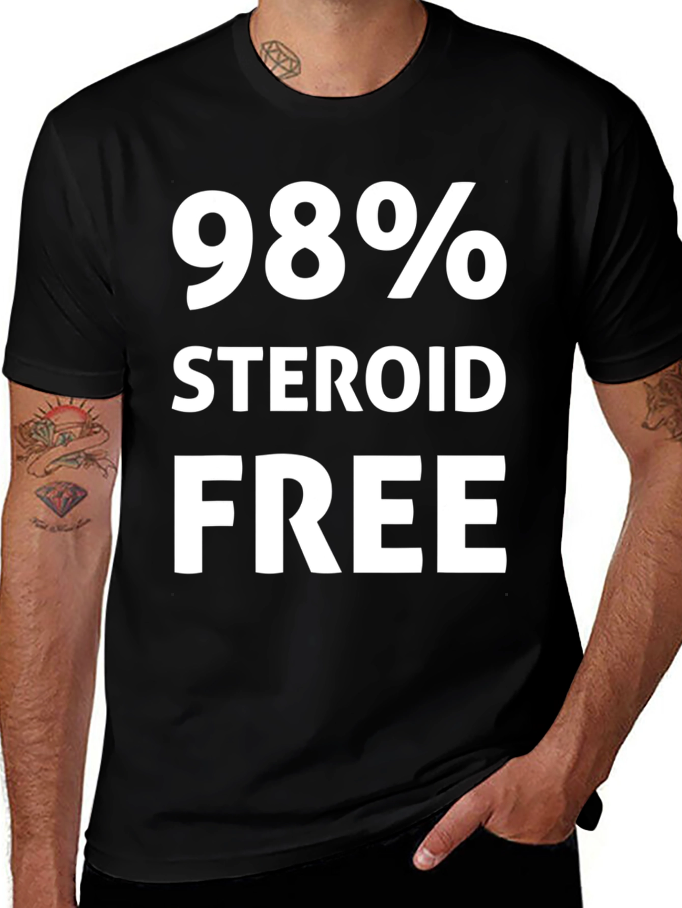 98% Steroid Free Black Graphic Tee