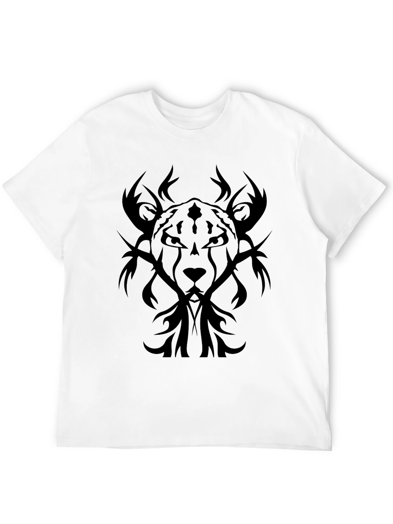 Black Tribal Lion Graphic Tee