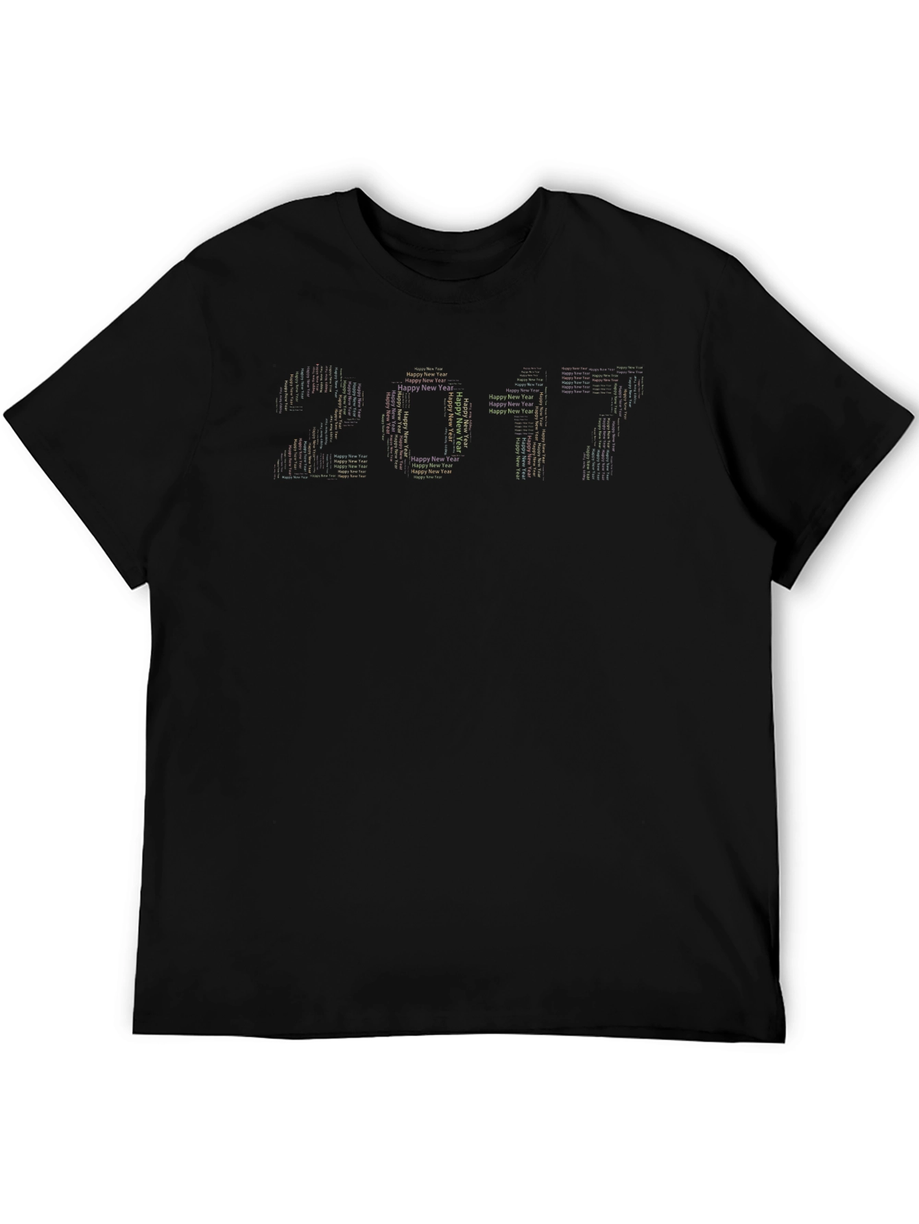 New Year 2017 Word Art Black T-Shirt
