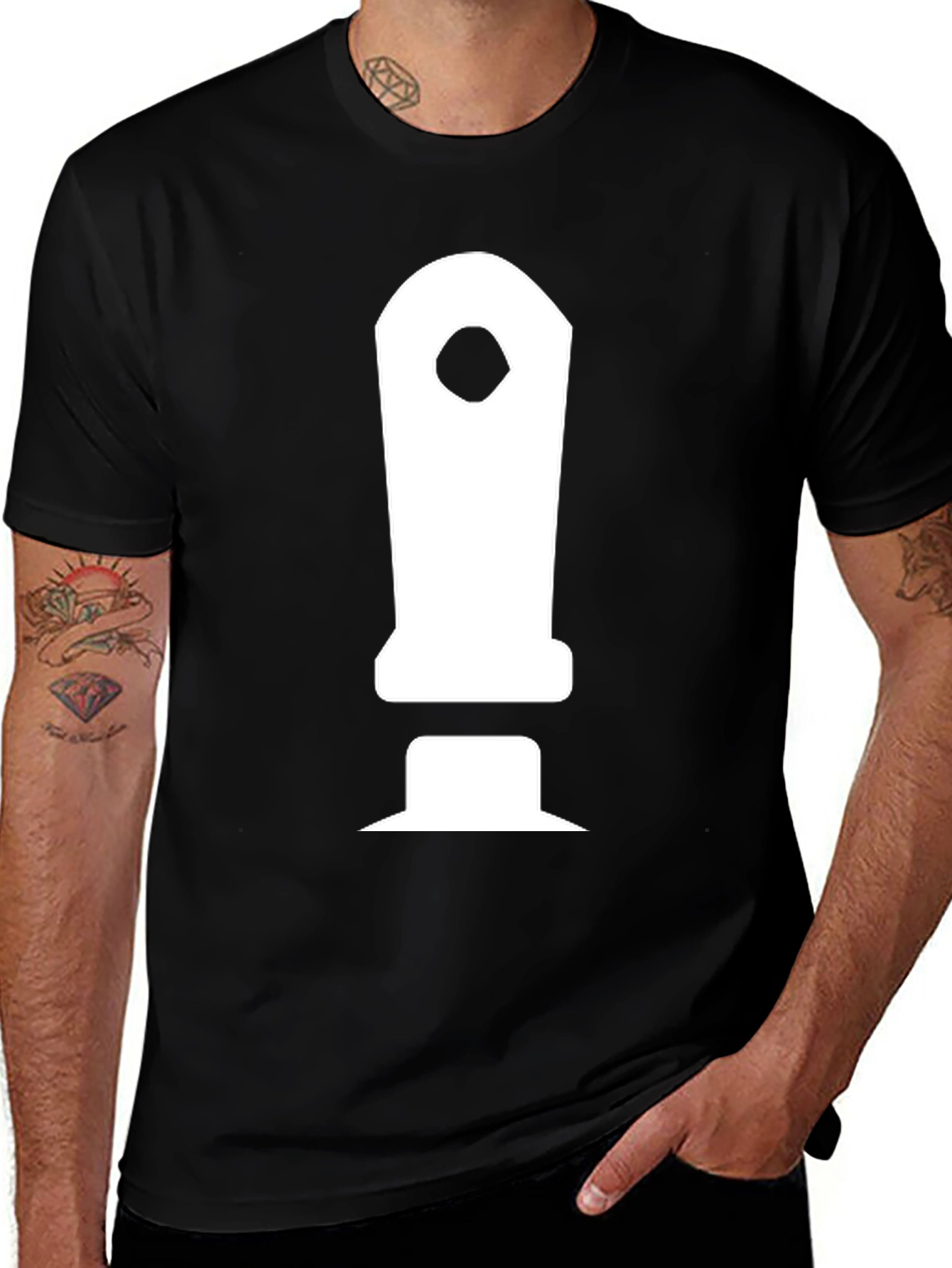 Mens Black T-Shirt with White Controller Graphic