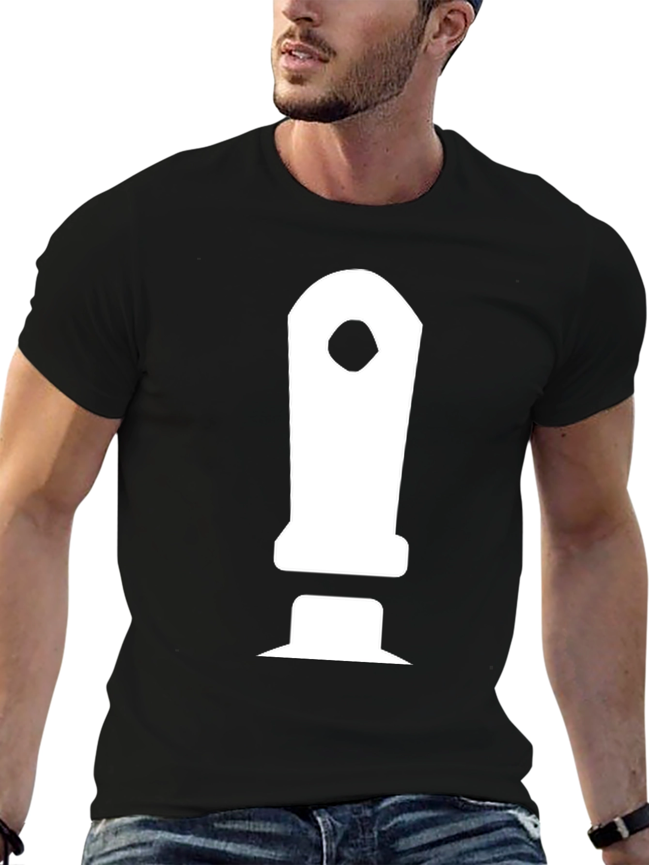 Mens Black T-Shirt with White Controller Graphic