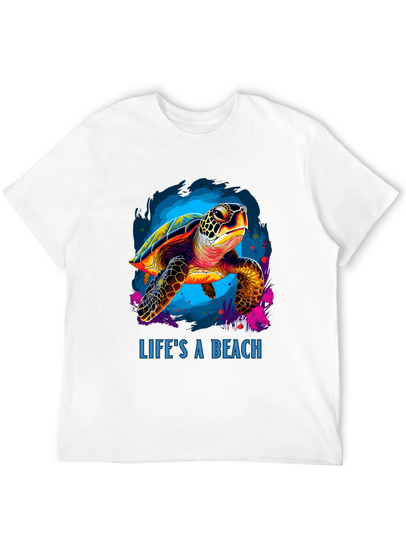 Lifes A Beach Turtle Graphic Tee - Black