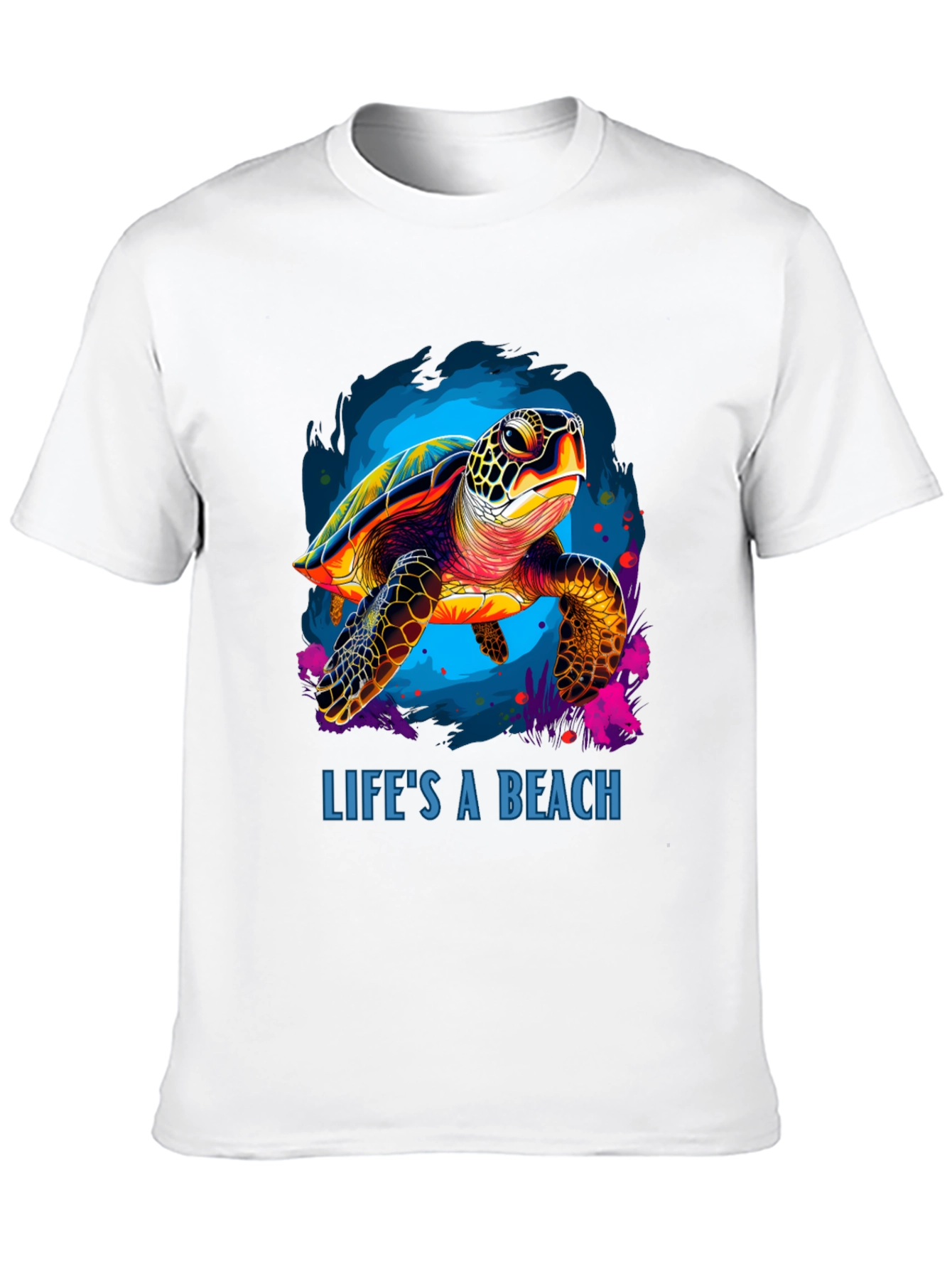 Lifes A Beach Turtle Graphic Tee - Black