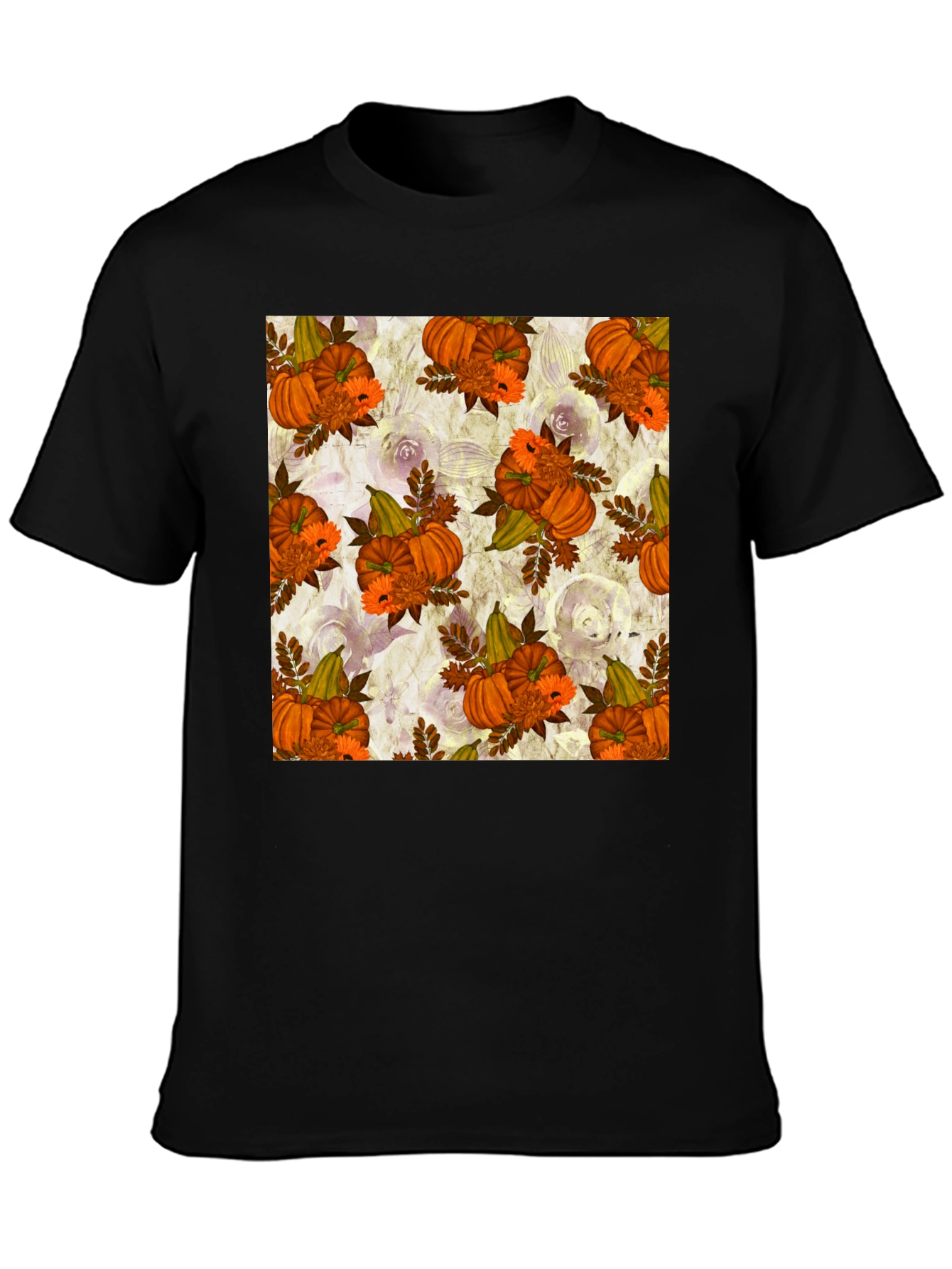 Pumpkin Floral Print Tee - Seasonal Style