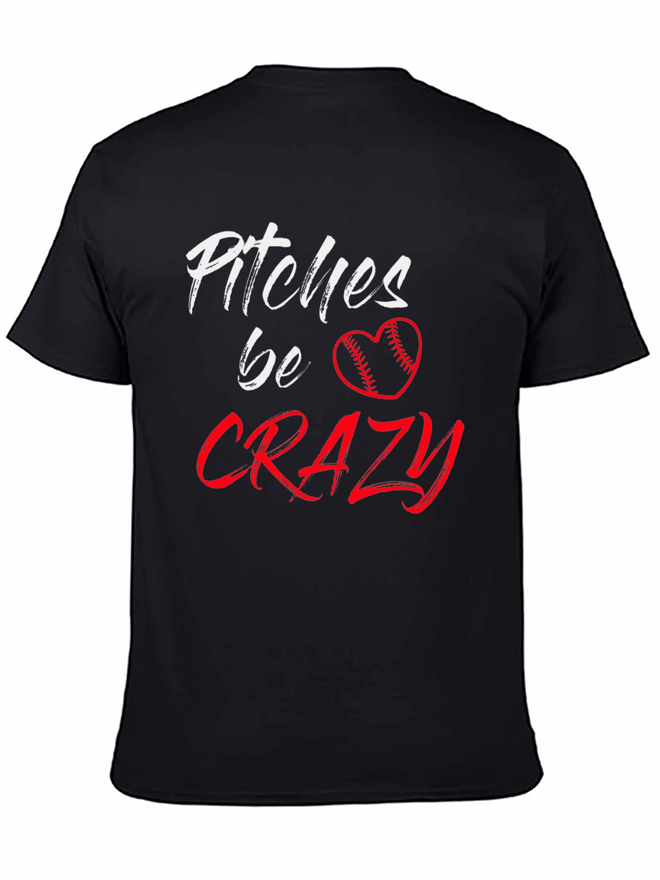 Pitches Be Crazy Baseball Heart Graphic Tee