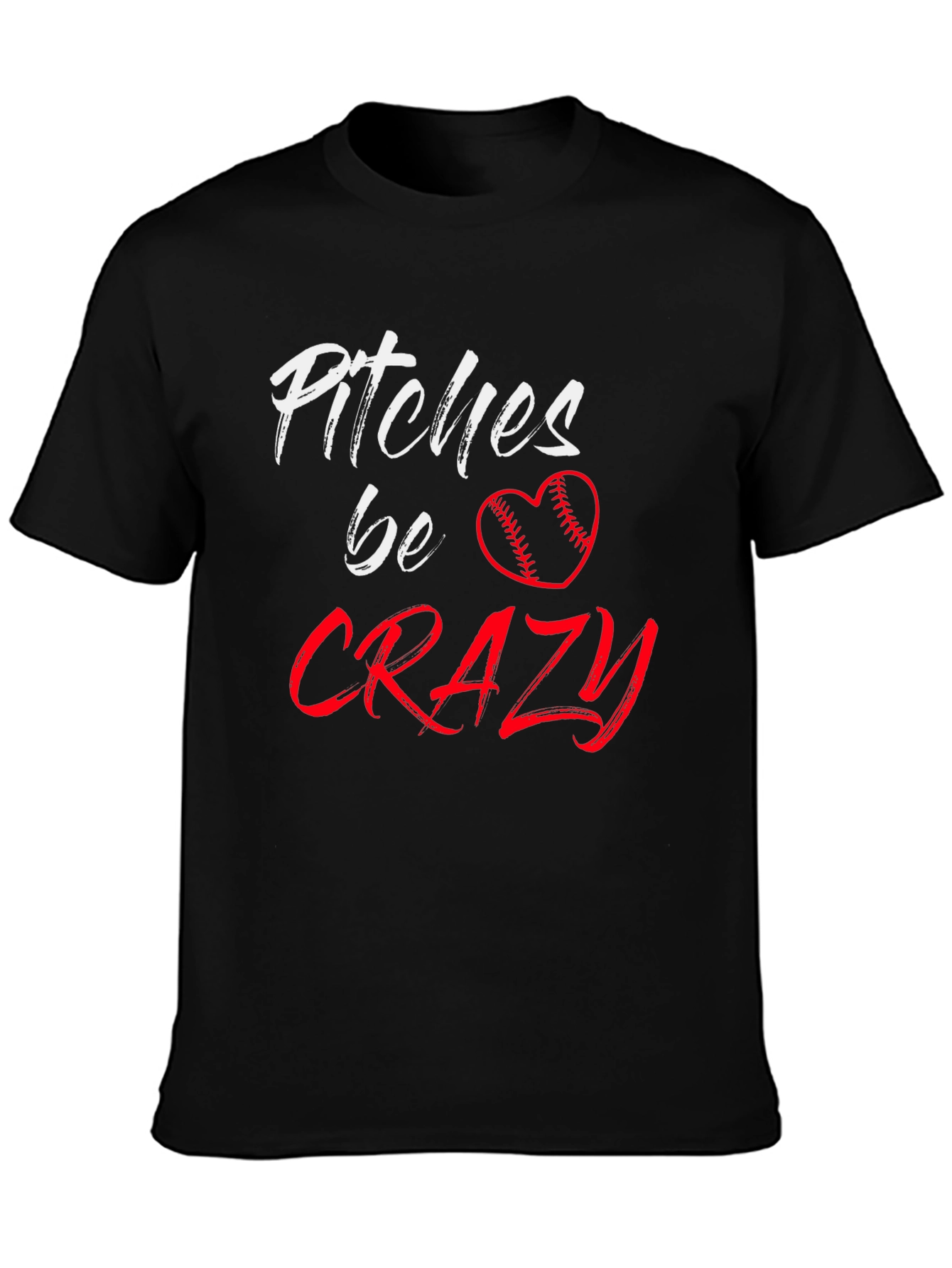 Pitches Be Crazy Baseball Heart Graphic Tee