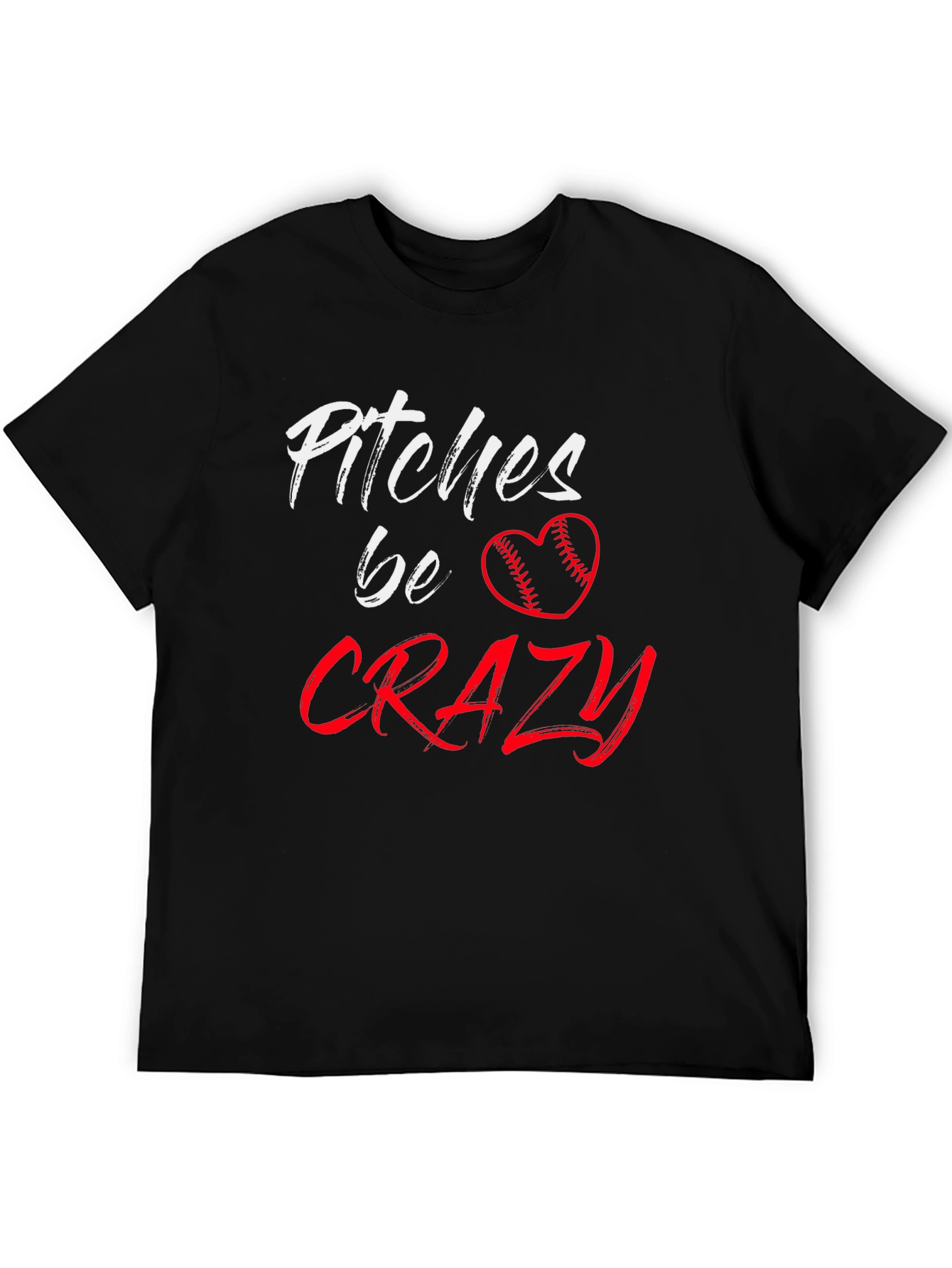 Pitches Be Crazy Baseball Heart Graphic Tee