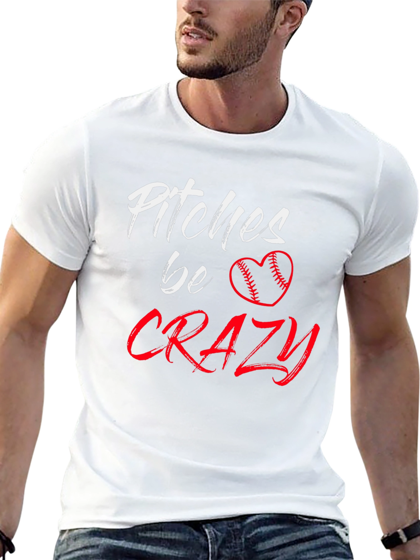 Pitches Be Crazy Baseball Heart Graphic Tee