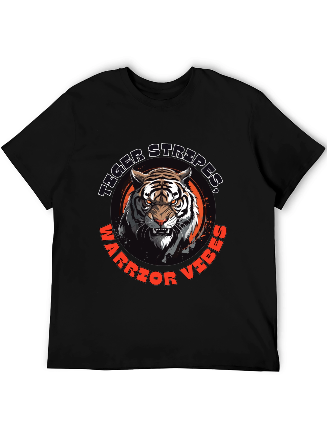Tiger Stripes Warrior Vibes Black Graphic Tee