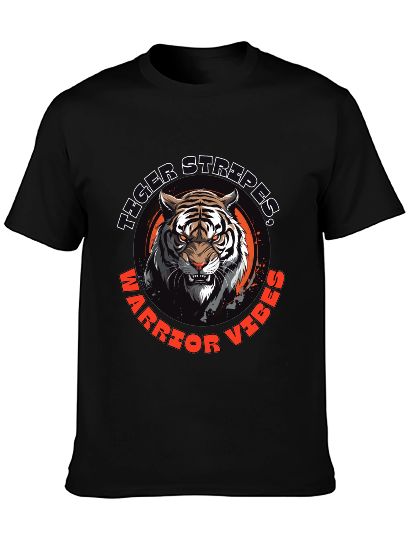 Tiger Stripes Warrior Vibes Black Graphic Tee