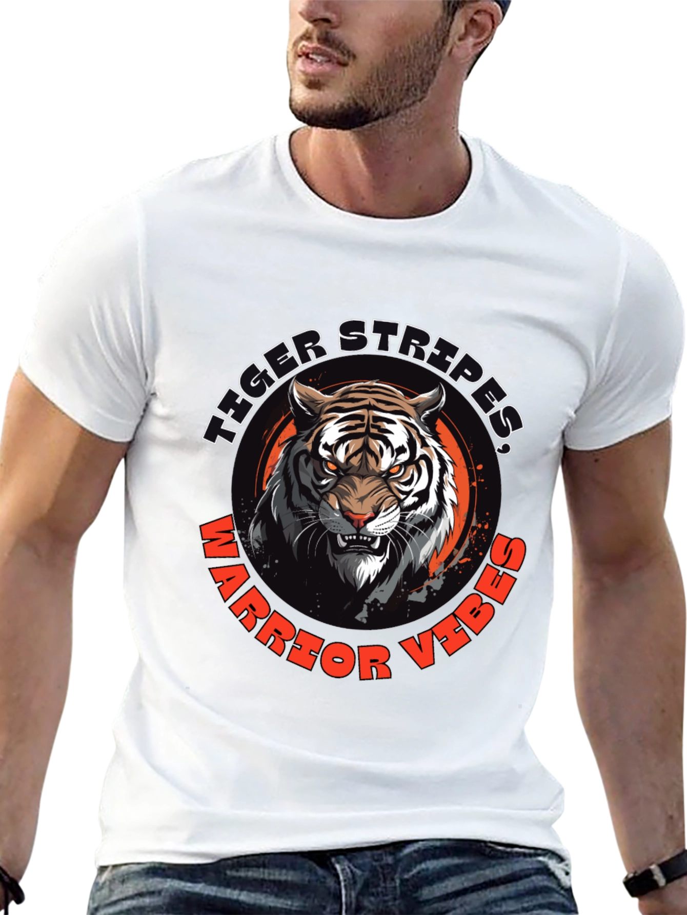 Tiger Stripes Warrior Vibes Black Graphic Tee