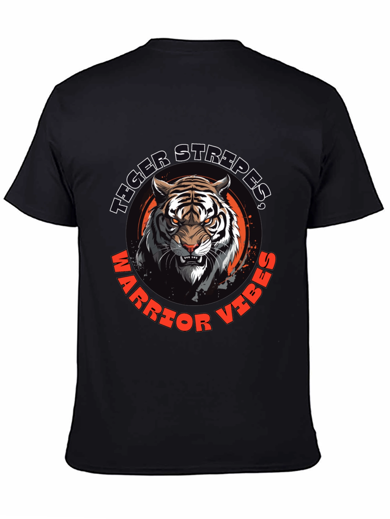 Tiger Stripes Warrior Vibes Black Graphic Tee