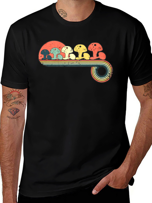 Retro Mushroom Graphic Tee - Trendy Vintage Style