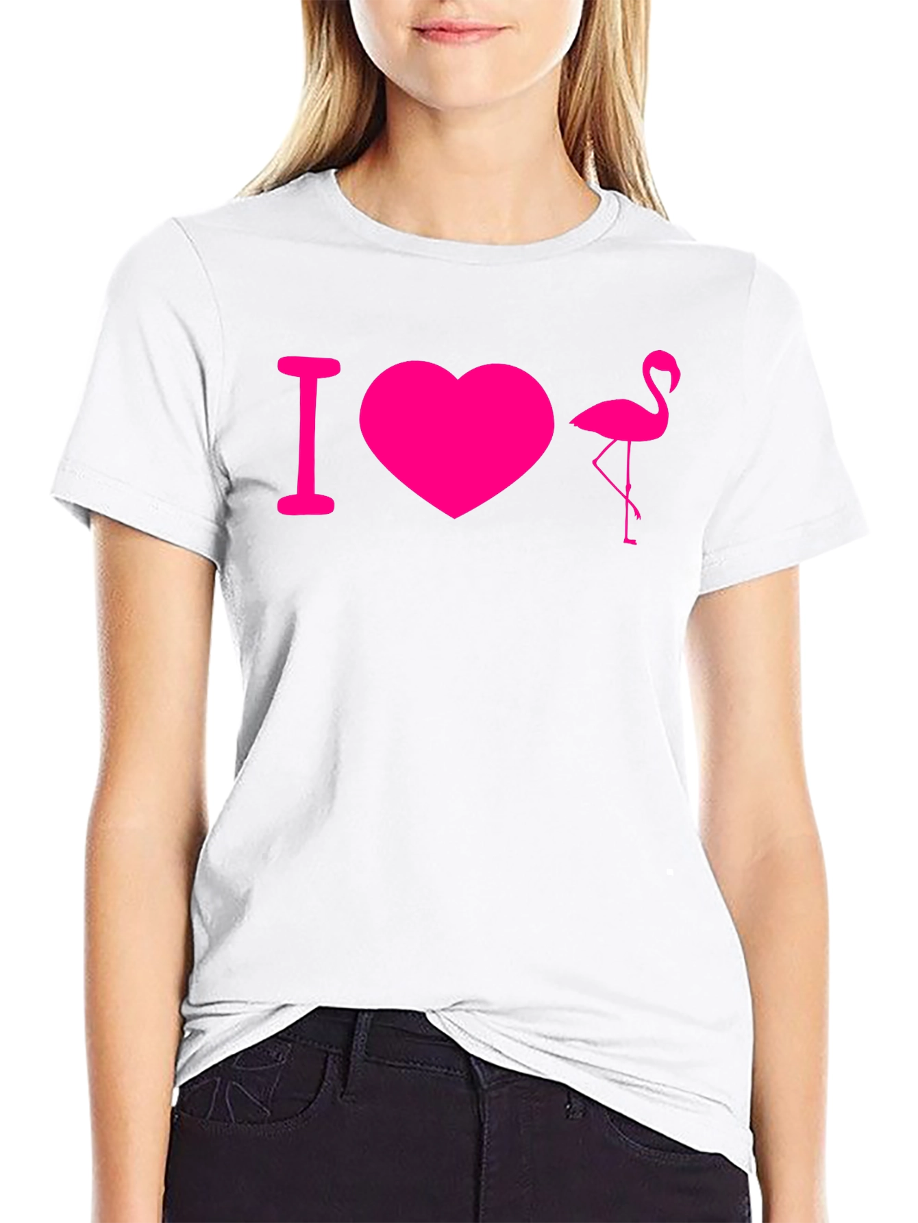 I Love Flamingos T-Shirt - Black
