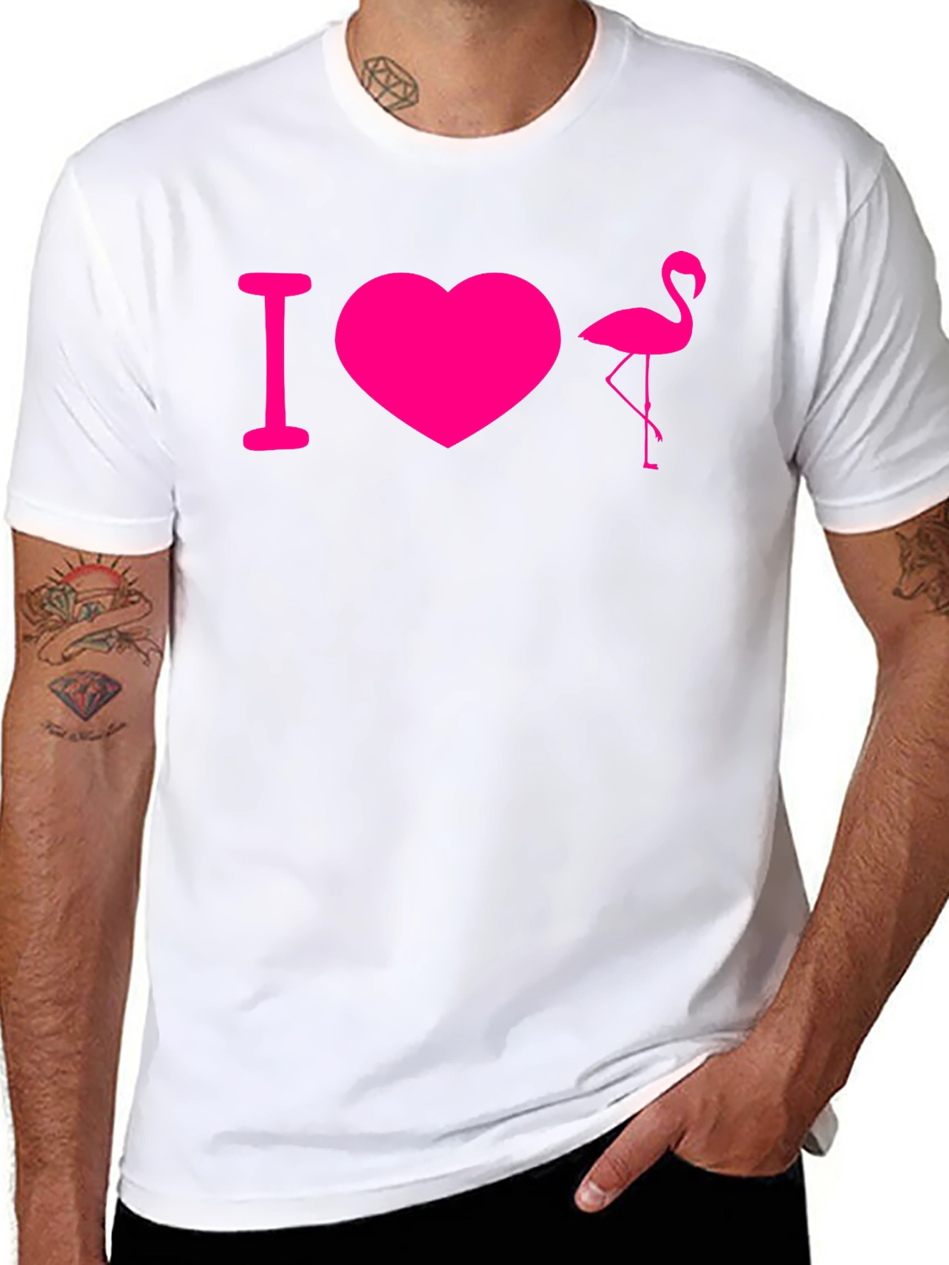 I Love Flamingos T-Shirt - Black