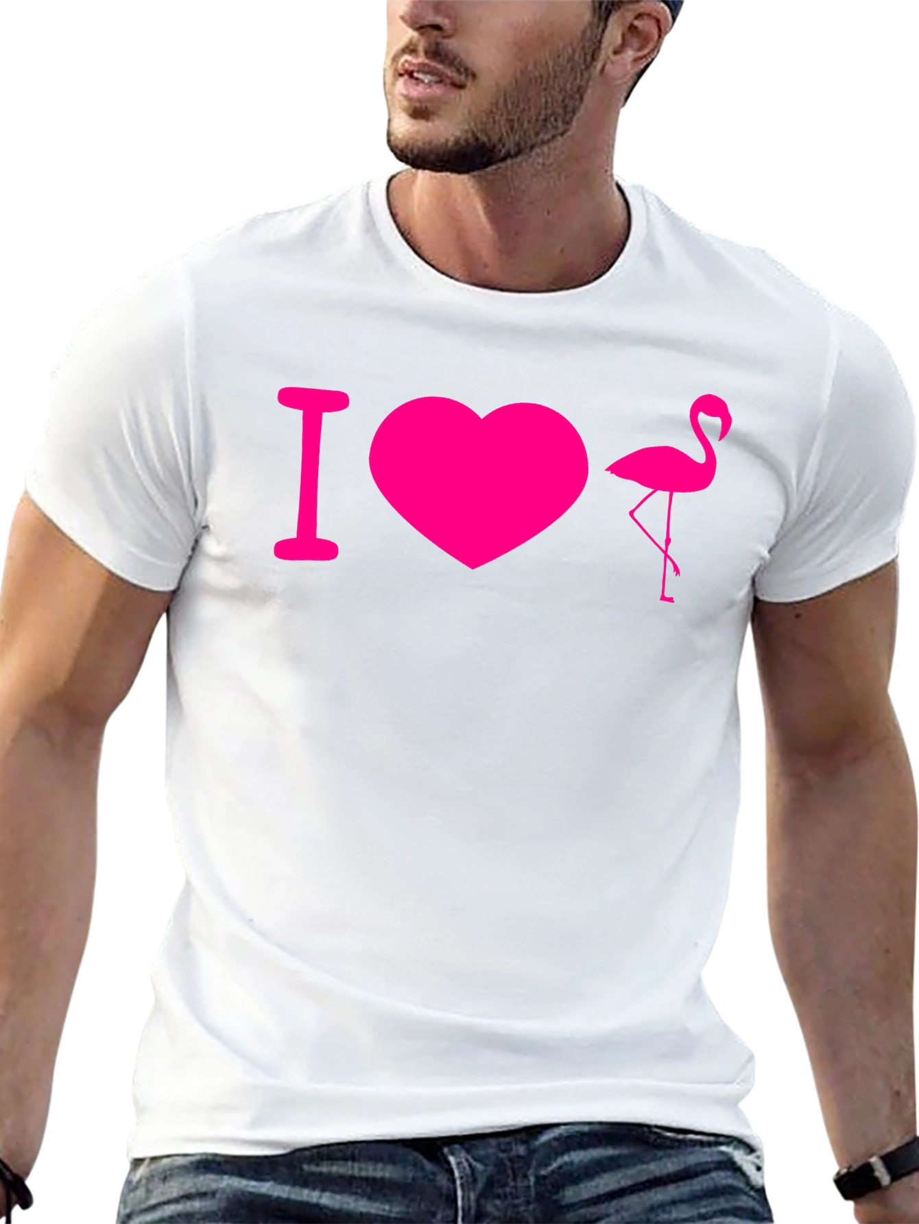 I Love Flamingos T-Shirt - Black