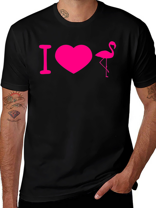 I Love Flamingos T-Shirt - Black