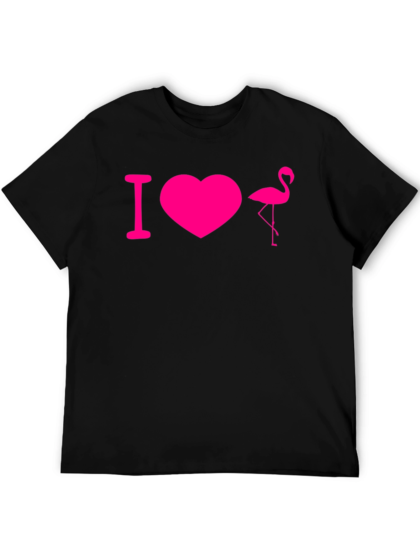 I Love Flamingos T-Shirt - Black
