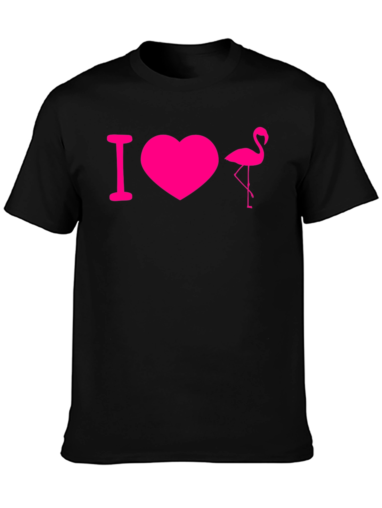 I Love Flamingos T-Shirt - Black