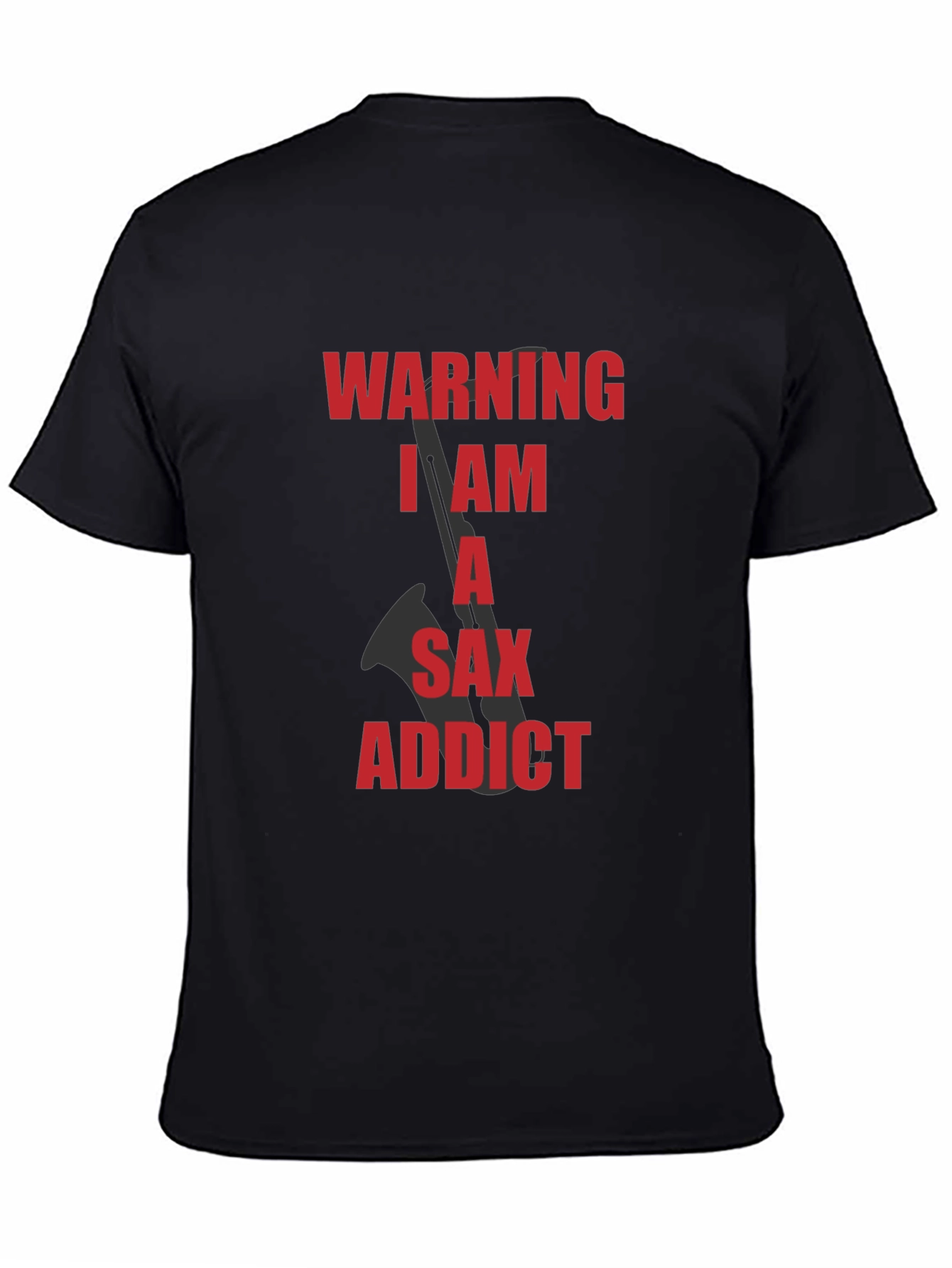 Saxophone Addict Graphic Tee - Black Cotton T-Shirt