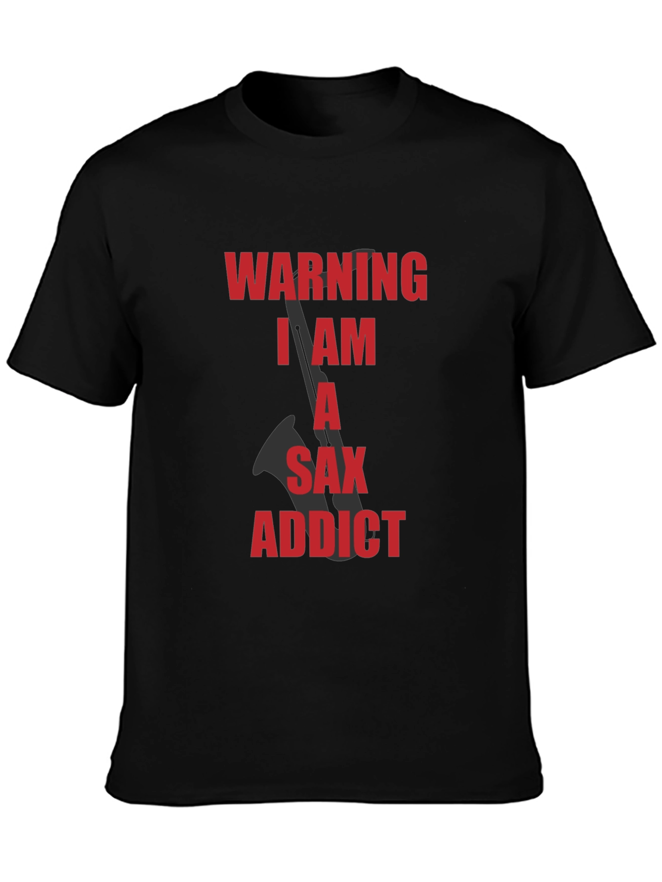Saxophone Addict Graphic Tee - Black Cotton T-Shirt