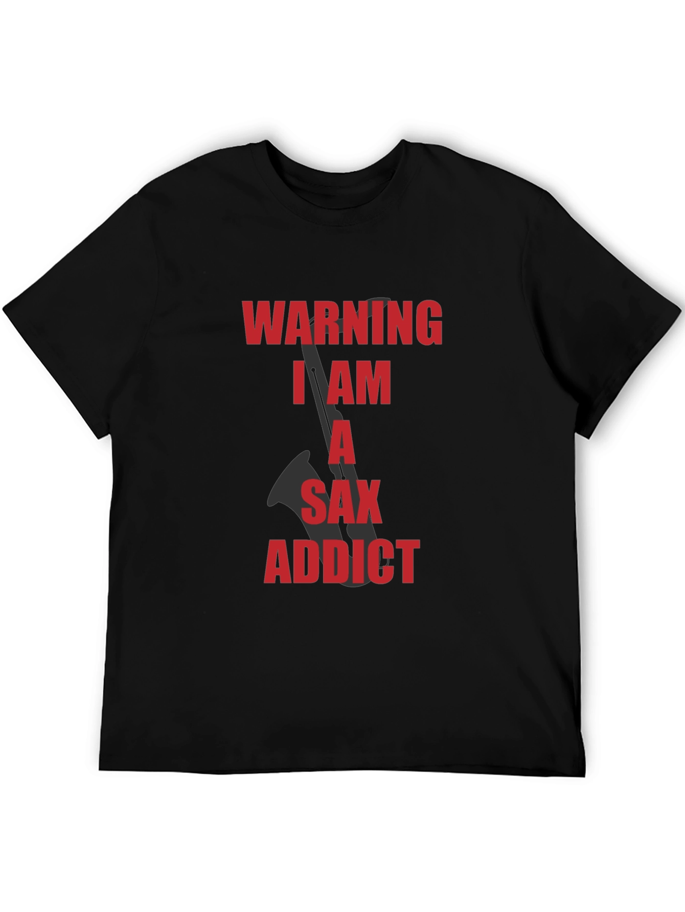 Saxophone Addict Graphic Tee - Black Cotton T-Shirt