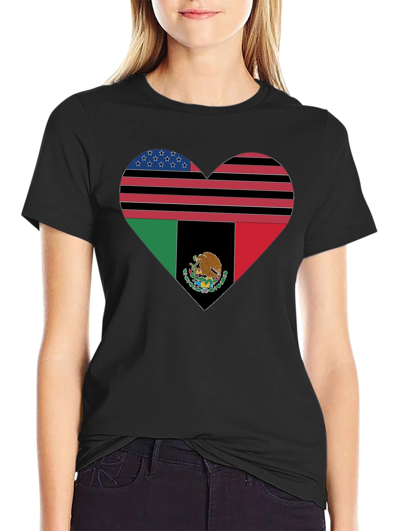 Heart Flag Graphic Tee - USA & Mexico Pride