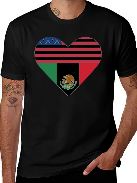 Heart Flag Graphic Tee - USA & Mexico Pride