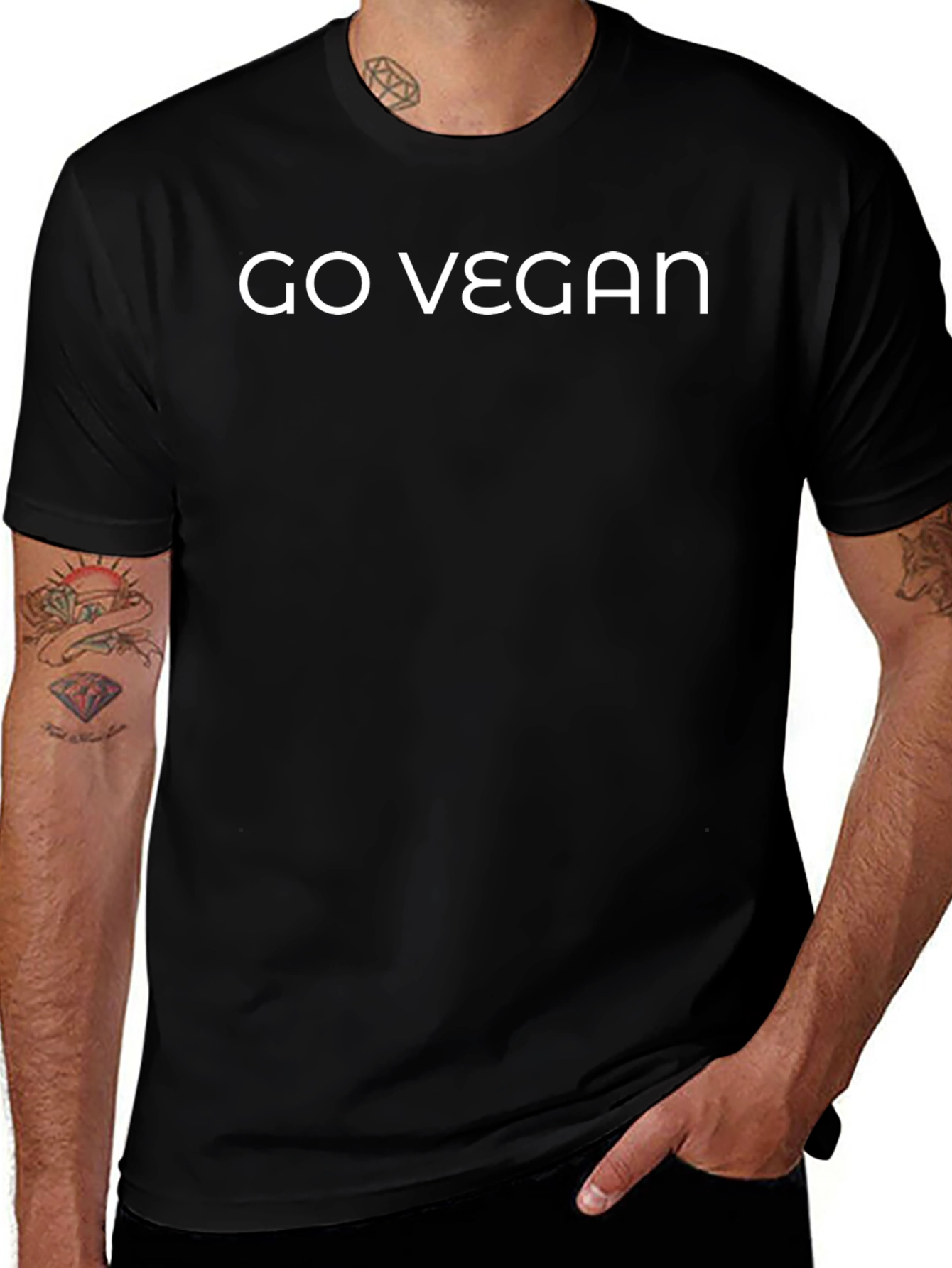 Go Vegan Graphic Tee - Black Cotton Blend