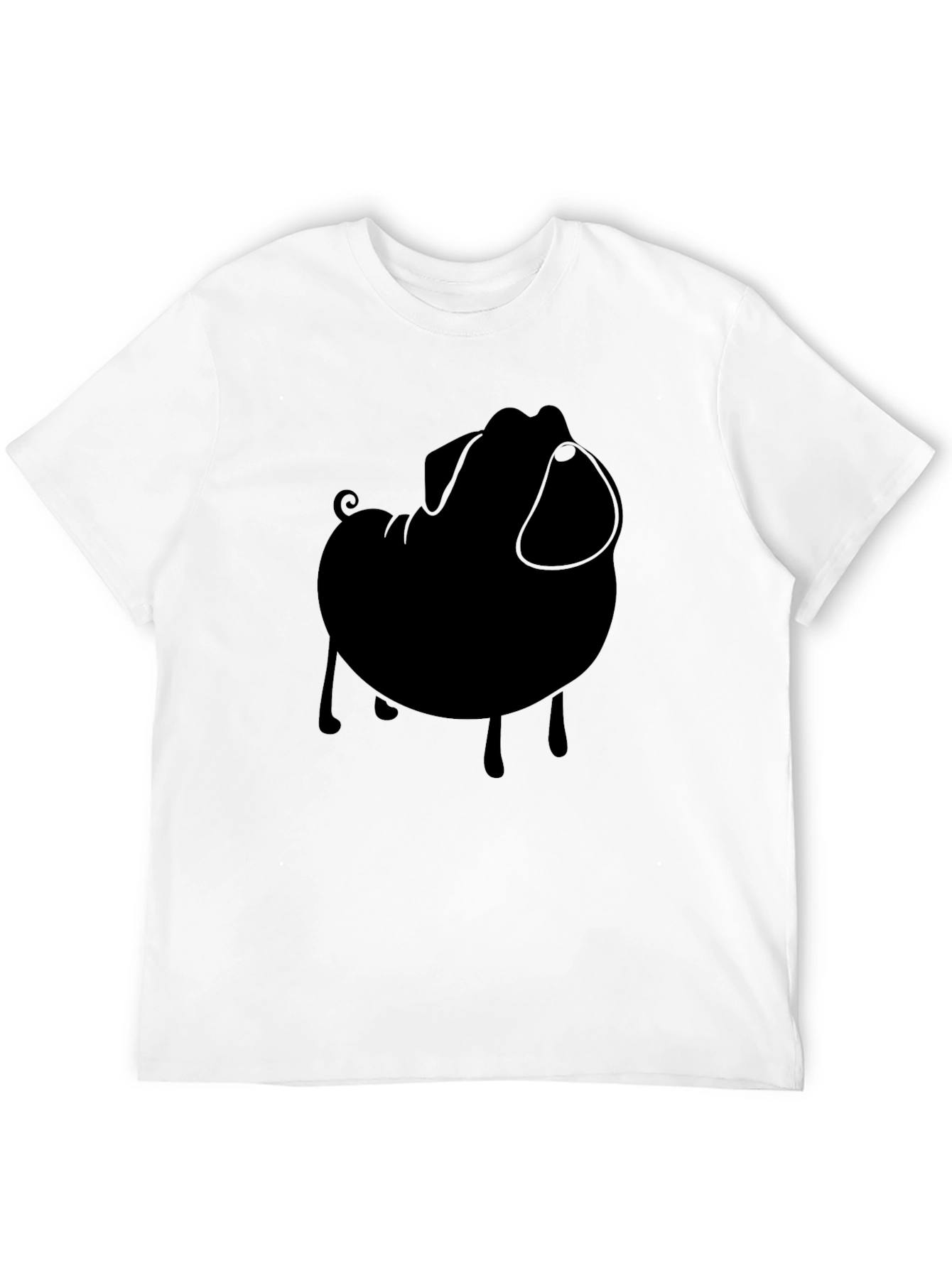 Black Pug Silhouette Tee - Modern Casual Style