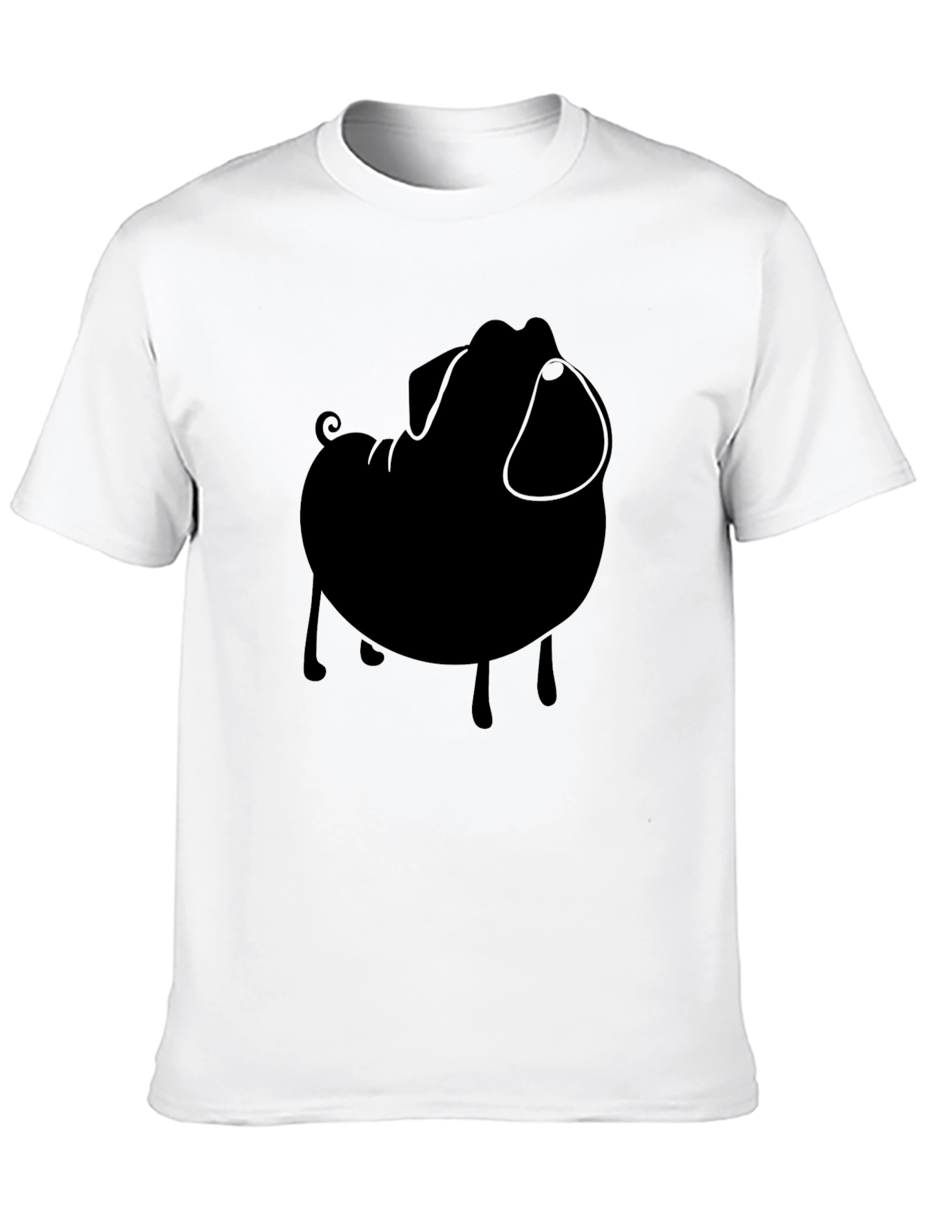 Black Pug Silhouette Tee - Modern Casual Style