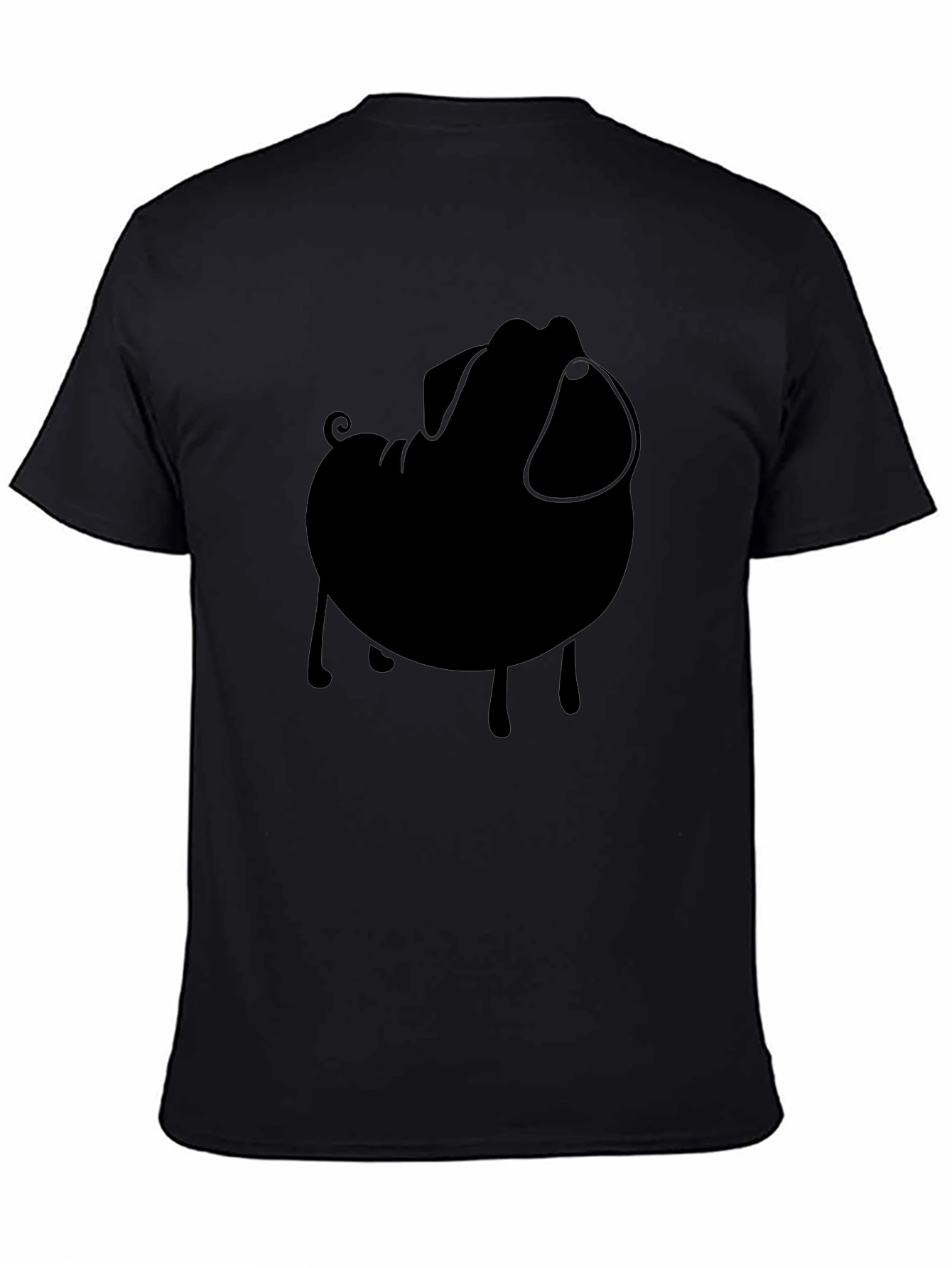 Black Pug Silhouette Tee - Modern Casual Style