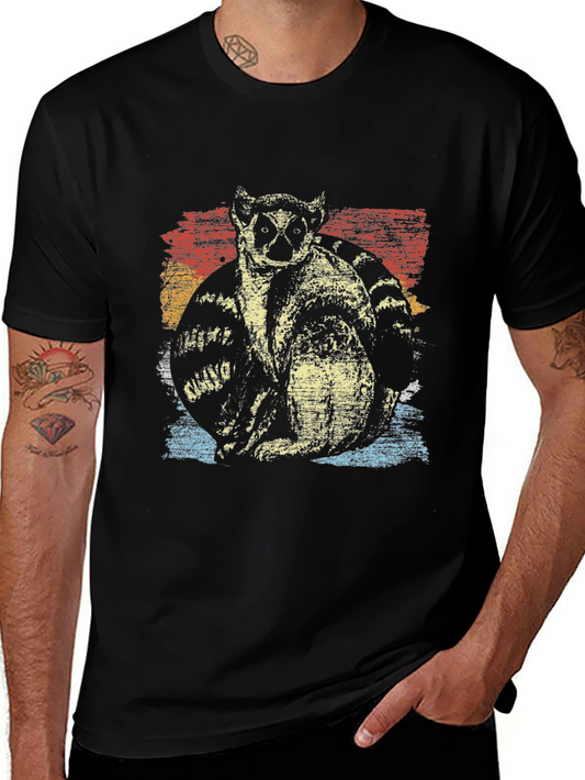 Retro Lemur Graphic Tee - Vintage Style T-Shirt