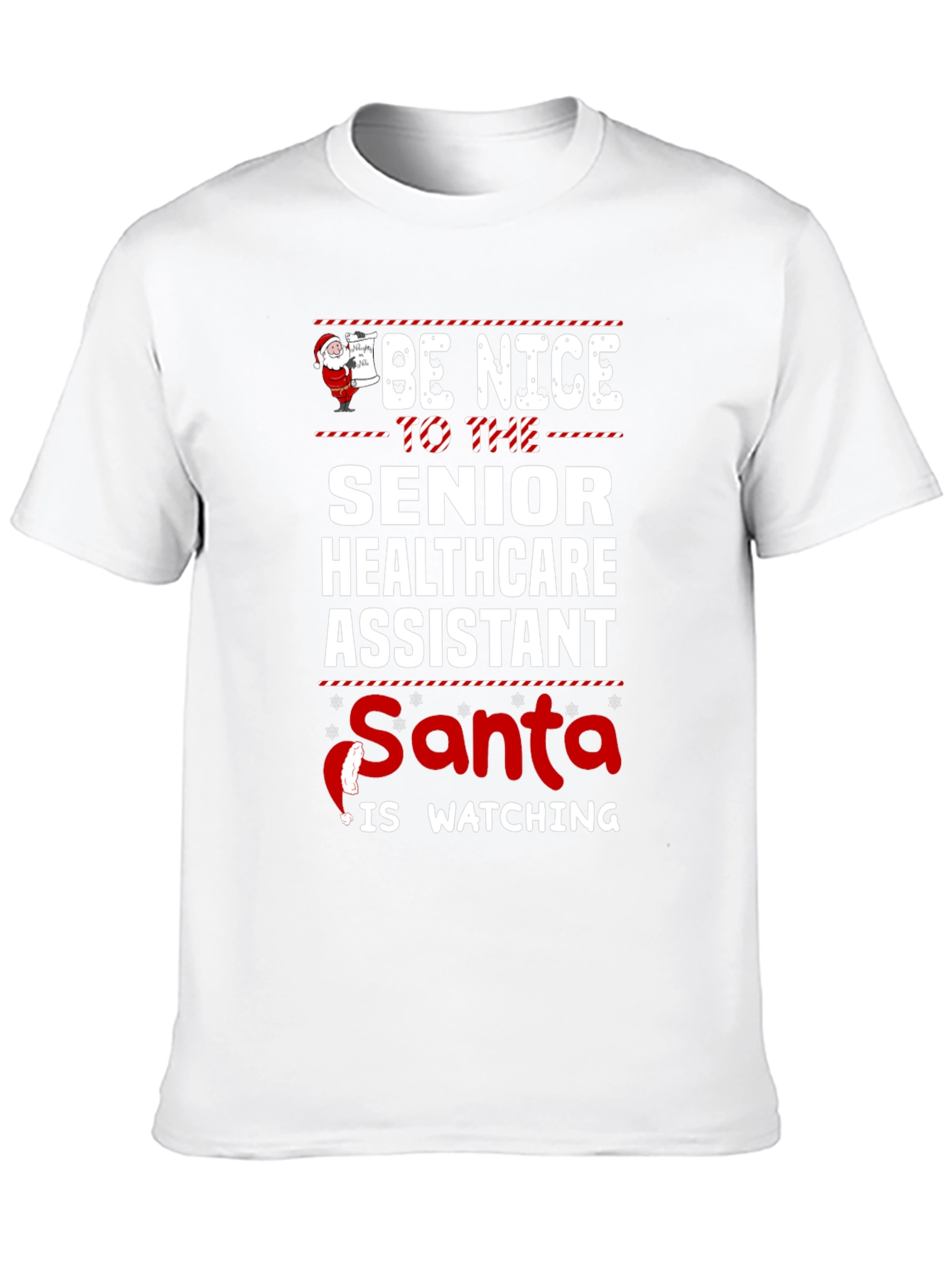 Senior Healthcare Assistant Santa Watching T-Shirt