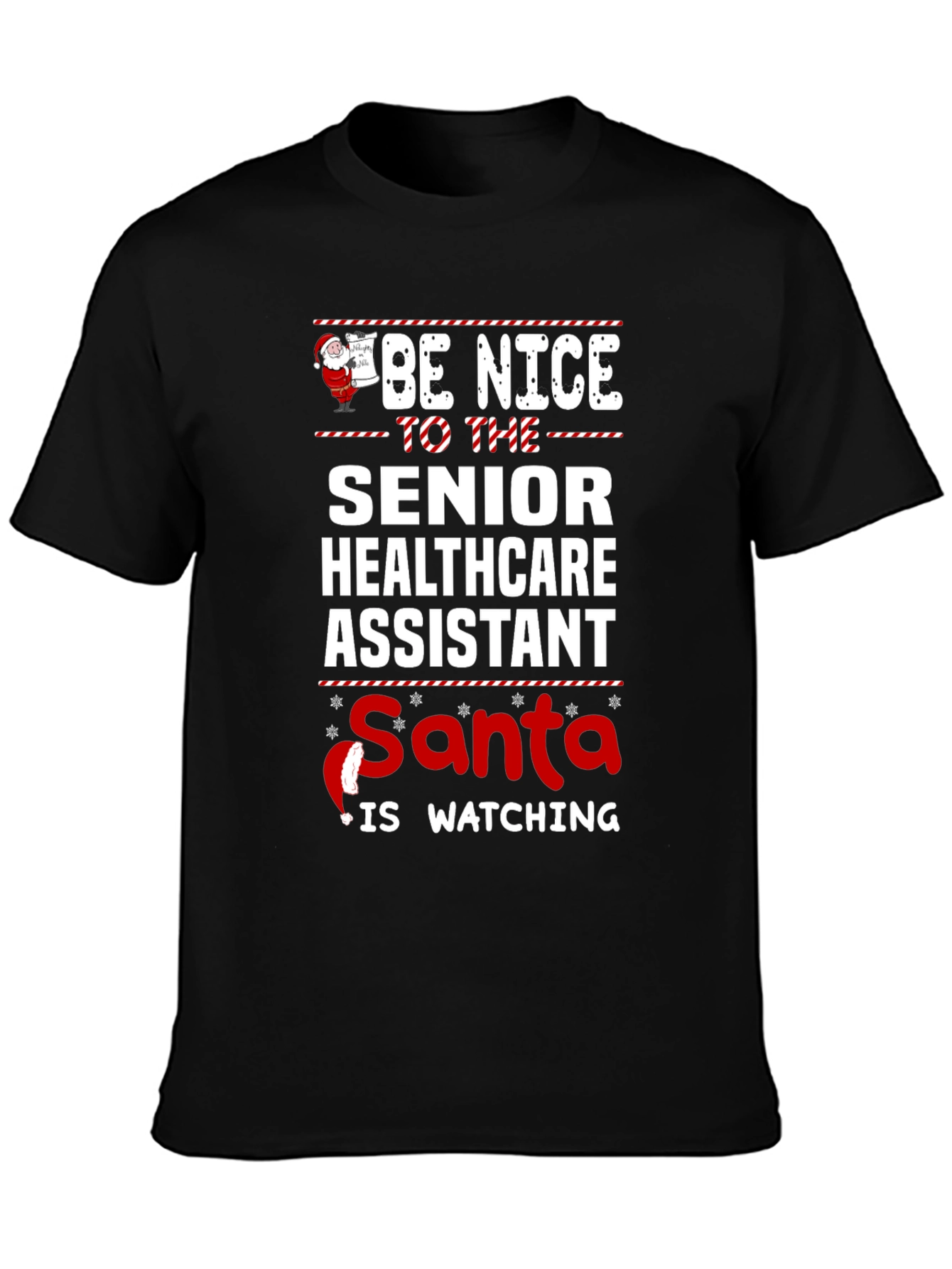 Senior Healthcare Assistant Santa Watching T-Shirt