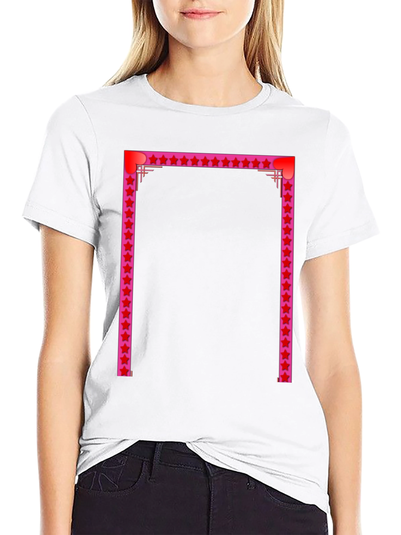 Stylish Black Tee with Star Frame Design