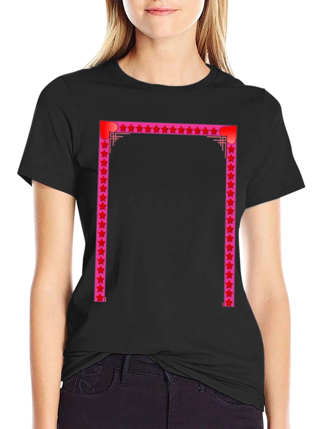 Stylish Black Tee with Star Frame Design