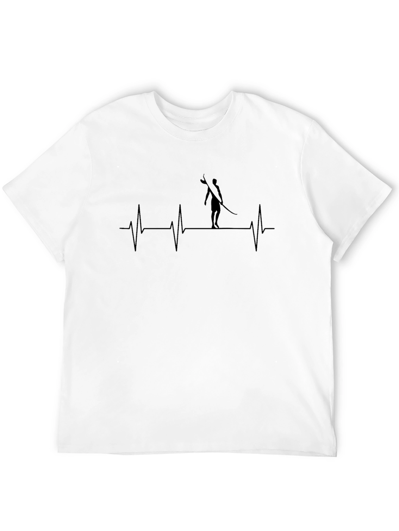 Surfer Heartbeat T-Shirt - Black