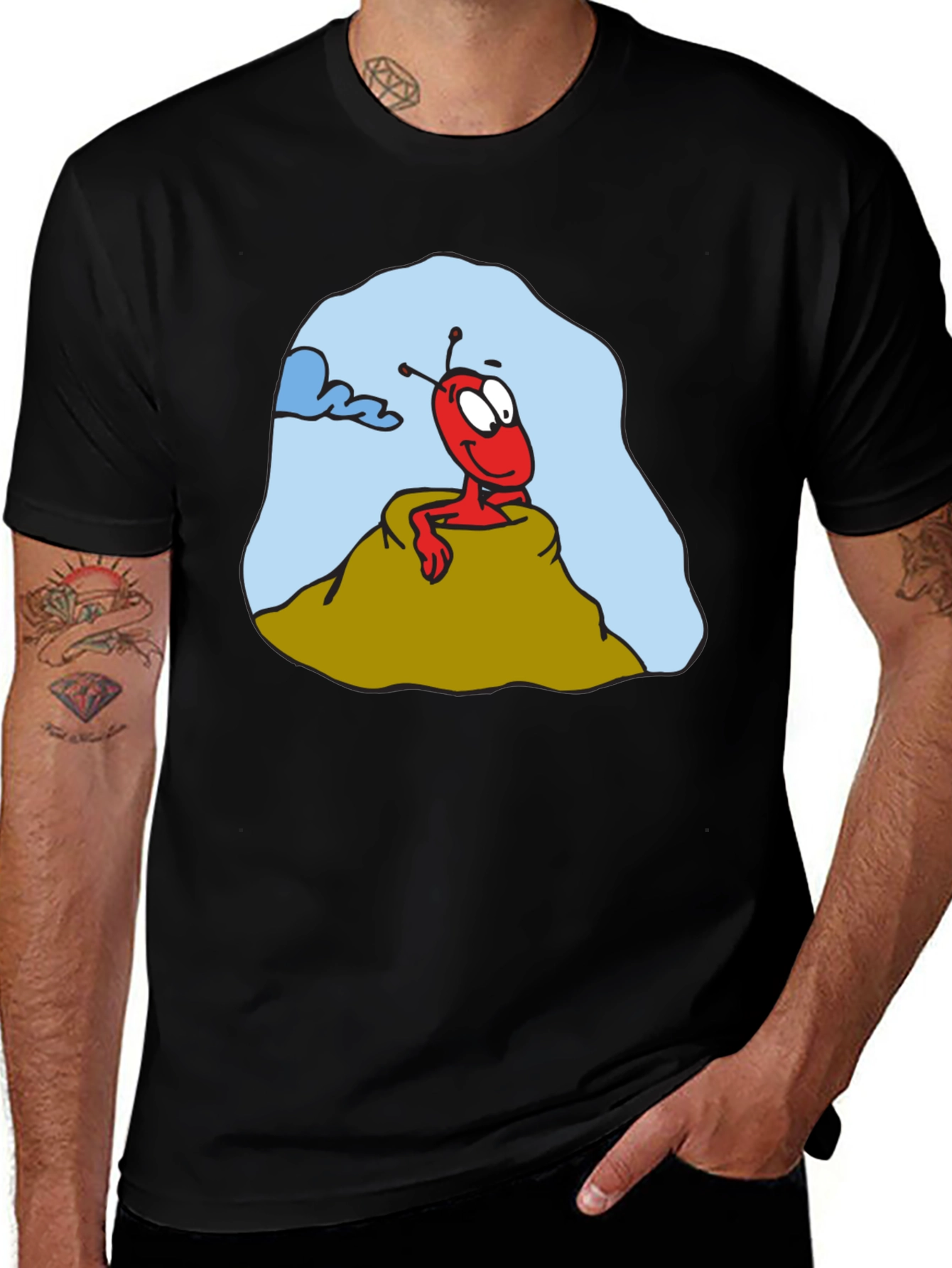 Cartoon Ant Graphic T-Shirt - Funny Insect Tee