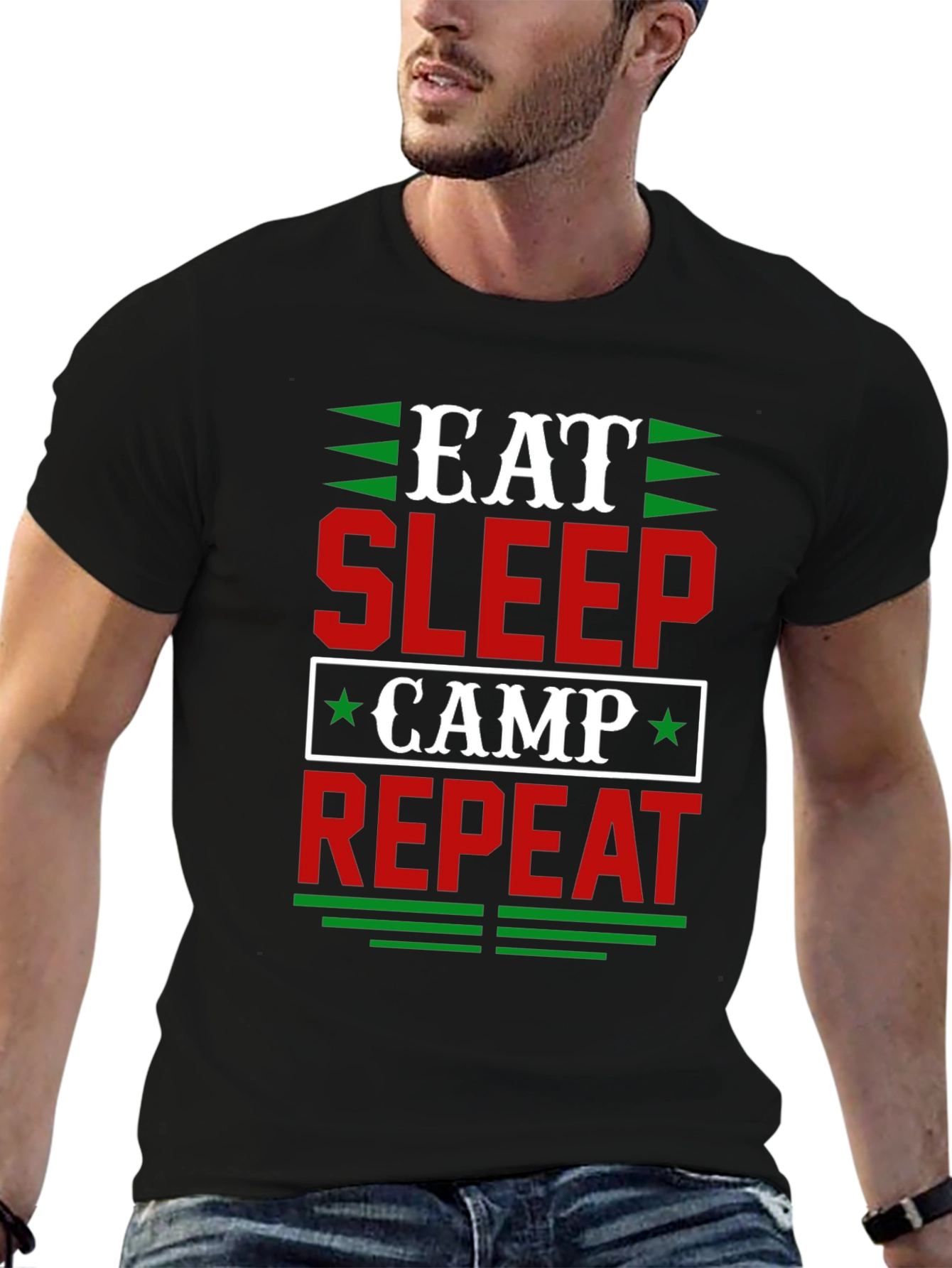 Eat Sleep Camp Repeat Graphic T-Shirt