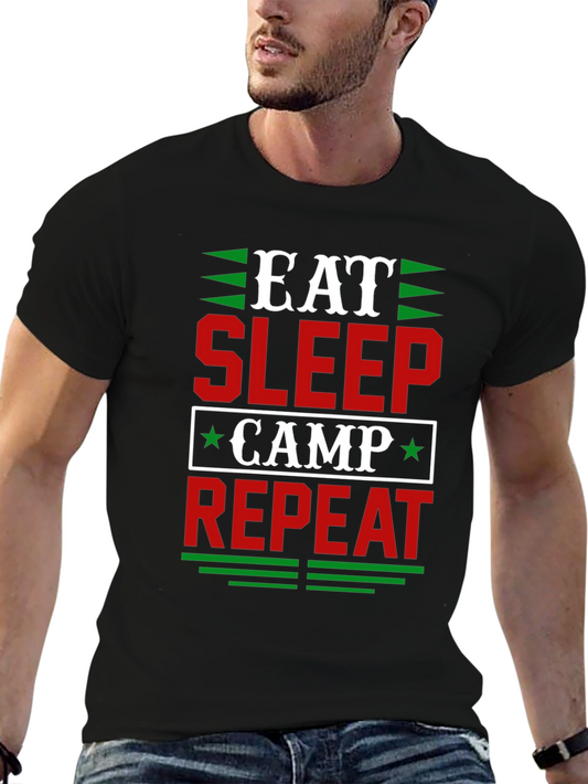 Eat Sleep Camp Repeat Graphic T-Shirt